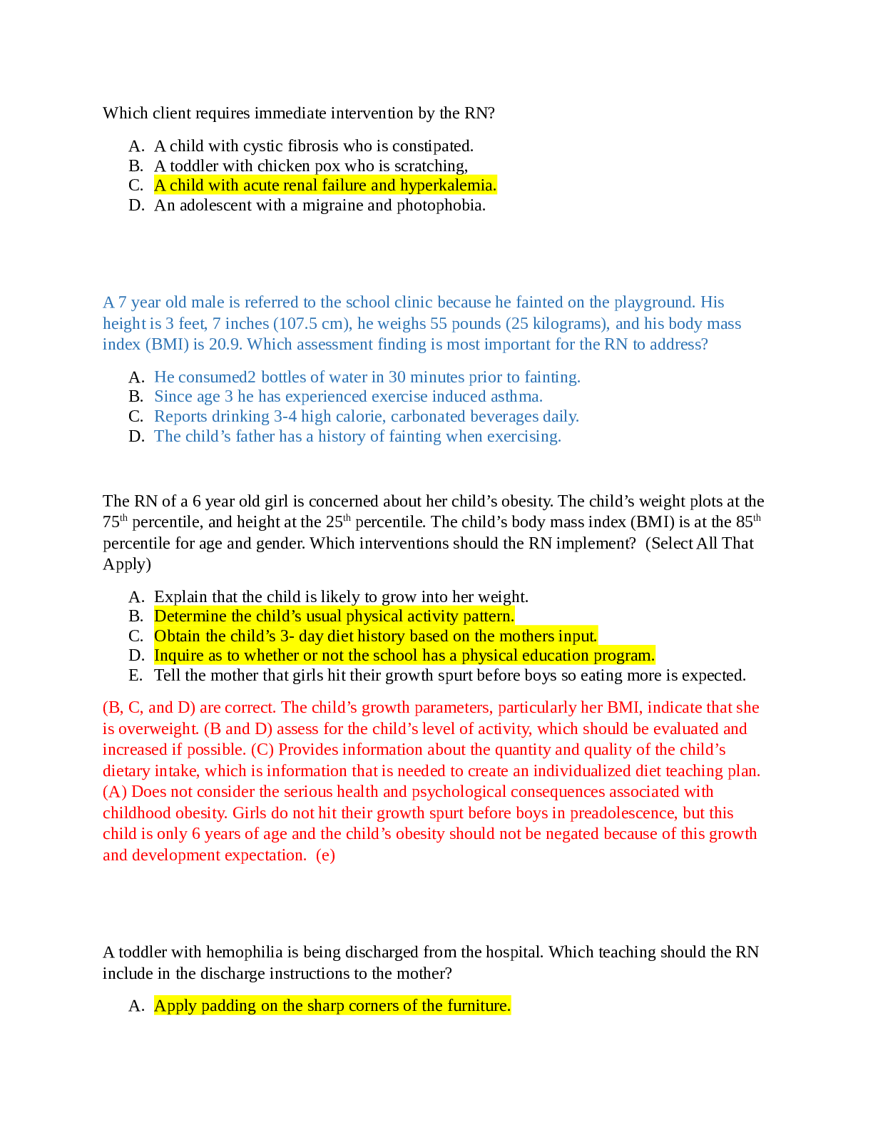 Preview image for Peds HESI Study Guide (A Graded) Latest Questions and Complete Solutions